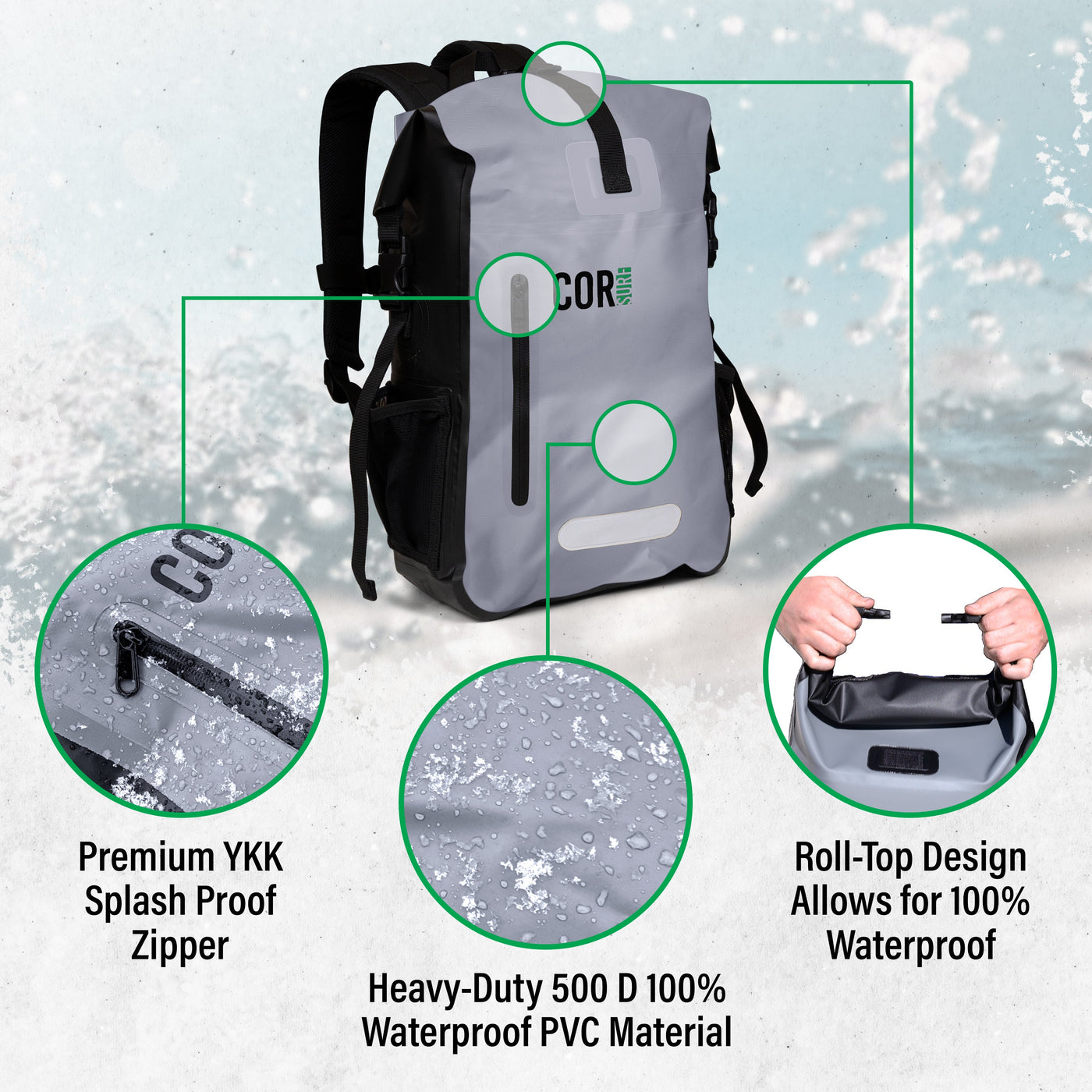 COR Surf 25L Waterproof Dry Backpack with Laptop Sleeve